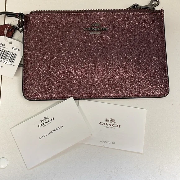 Coach Purple Dark Pink Glitter Wristlet. Brand New With Tags Authentic Bling - Picture 3 of 10